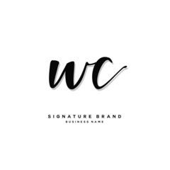 W C WC Initial letter handwriting and  signature logo concept design.