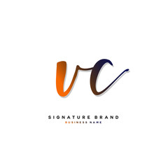V C VC Initial letter handwriting and  signature logo concept design.