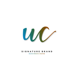 Obraz premium U C UC Initial letter handwriting and signature logo concept design.