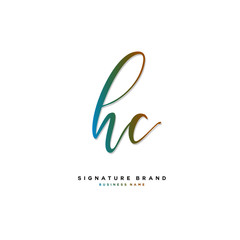 H C HC Initial letter handwriting and  signature logo concept design.