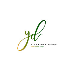 Fototapeta na wymiar Y D YD Initial letter handwriting and signature logo concept design.