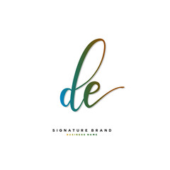 D E DE Initial letter handwriting and  signature logo concept design.