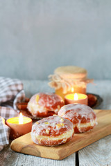 Fat Thursday celebration - traditional polish donuts filled with marmalade.