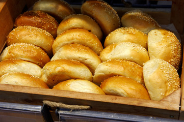 food, bread, food, shop, shelf, pastry, bakery, breakfast, snack, fried, baked