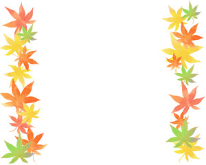 背景　紅葉のライン素材　ベクター データ　赤　黄色　緑