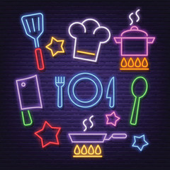 cooking neon icons