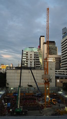 Mobile Crane and tower crane in construction site , Bangkok , Thailand.