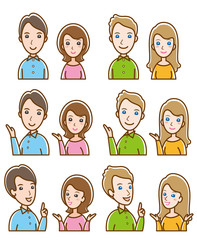 カップルの表情 のイラスト