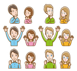 カップルの表情 のイラスト