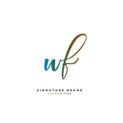 W F WF Initial letter handwriting and  signature logo concept design.