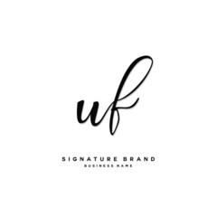 U F UF Initial letter handwriting and  signature logo concept design.