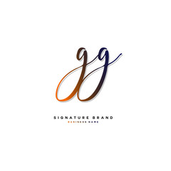 Fototapeta na wymiar G GG Initial letter handwriting and signature logo concept design.