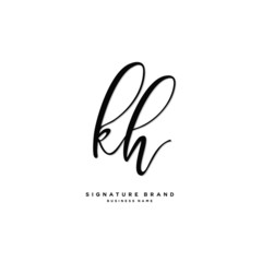 K H KH Initial letter handwriting and  signature logo concept design.