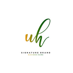 U H UH Initial letter handwriting and  signature logo concept design.