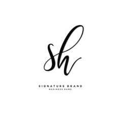 S H SH Initial letter handwriting and  signature logo concept design.