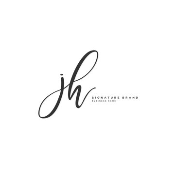 J H JH Initial letter handwriting and  signature logo concept design.