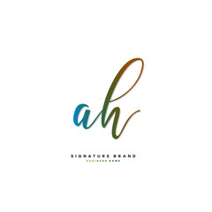 A H AH Initial letter handwriting and  signature logo concept design.