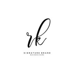 R K RK Initial letter handwriting and  signature logo concept design.