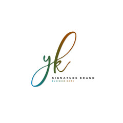 Y K YK Initial letter handwriting and  signature logo concept design.