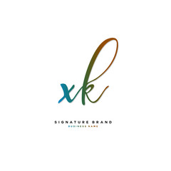 X K XK Initial letter handwriting and  signature logo concept design.