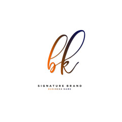 B K BK Initial letter handwriting and  signature logo concept design.
