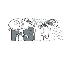 Cartoon abstract fish. Fishing logo. 