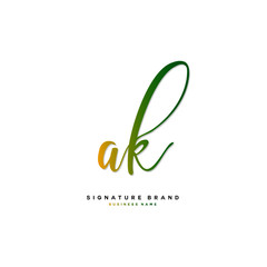 Fototapeta premium A K AK Initial letter handwriting and signature logo concept design.