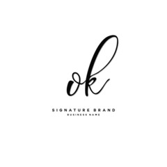 O K OK Initial letter handwriting and  signature logo concept design.