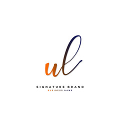 U L UL Initial letter handwriting and  signature logo concept design.