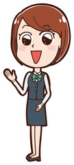 20代～30代　女性スタッフ　案内　イラスト　全身