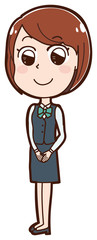 20代～30代　女性スタッフ　案内　イラスト　全身