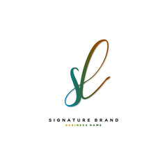 Fototapeta na wymiar S L SL Initial letter handwriting and signature logo concept design.
