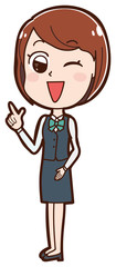 20代～30代　女性スタッフ　案内　イラスト　全身