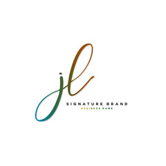 J L JL Initial letter handwriting and  signature logo concept design.