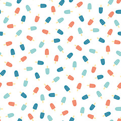 Seamless pattern with blue and red ice creams