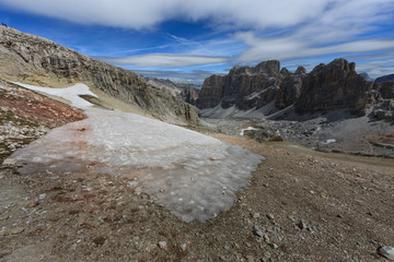 landscape forest in trentino with dolomiti mountain