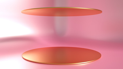 Elegant, beautiful abstract background with elements, studio, pedestal, minimalism. 3d illustration, 3d ..rendering.