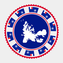 TAAF logo with map and flag of French Southern and Antarctic Lands. Vector illustration.