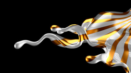 Beautiful elegant metal splash on a black background. 3d illustration, 3d rendering.