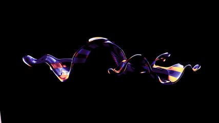 Beautiful elegant metal splash on a black background. 3d illustration, 3d rendering.