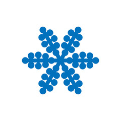 Snowflake sign. Blue Snowflake icon isolated on white background. Snow flake silhouette. Symbol of snow, holiday, cold weather, frost. Winter design element. Vector illustration