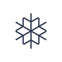 Snowflake icon. Black silhouette snow flake sign, isolated on white background. Flat design. Symbol of winter, frozen, Christmas, New Year holiday. Graphic element decoration.. Vector illustration