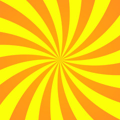 Sun rays background. Yellow orange radiate sun beam, burst effect. Sunbeam light flash boom. Template poster sale. Sunlight star, sunrise glow burst. Solar radiance, retro design. Vector illustration
