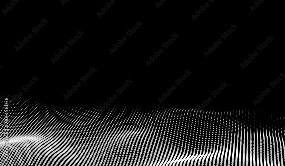 Poster big data. vector abstract futuristic digital landscape with particles dots and stars on horizon. com
