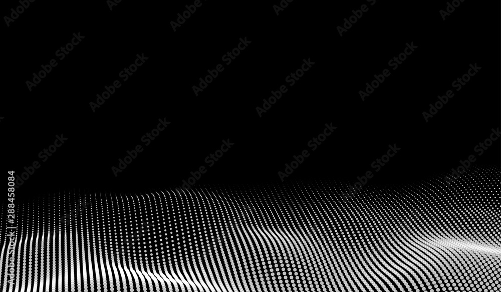 Poster big data. vector abstract futuristic digital landscape with particles dots and stars on horizon. com