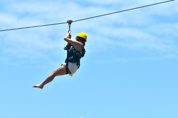 sky, jump, blue, jumping, child, sport, cable, high, fun, rope, electricity, bungee, woman, power,...