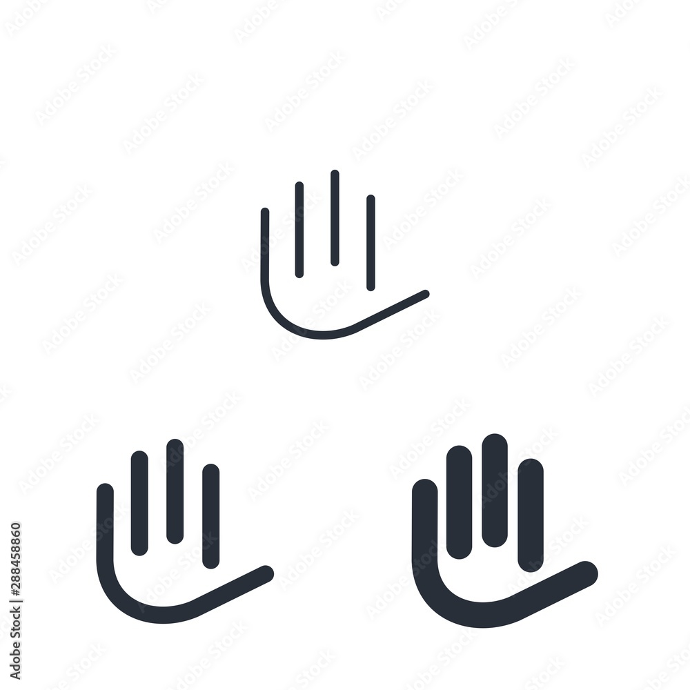 Poster palm. arm. set of vector linear icons isolated on a white background.