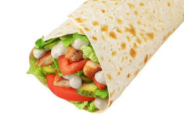 Wrap sandwich isolated on white background