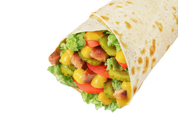 Wrap sandwich isolated on white background