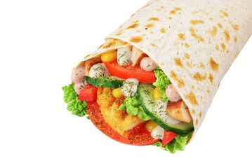 Wrap sandwich isolated on white background